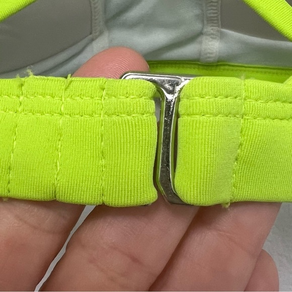 NWT GO by Gossip Sporty Splice Tankini Small Swimsuit Top Sports Bra Blue Lime - Picture 8 of 16